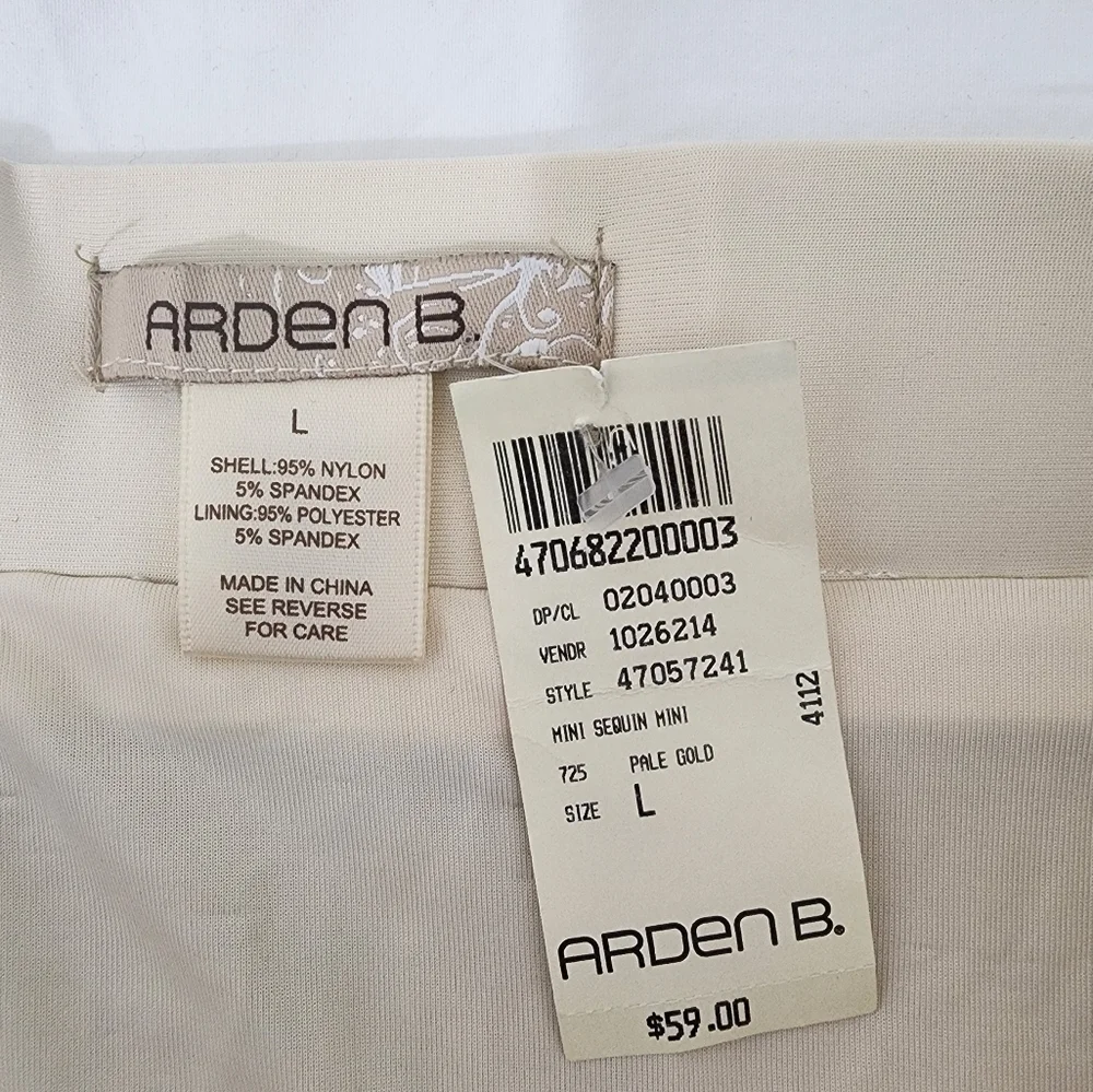 NWT Arden B Gold Sequin Pull-on Skirt Size L